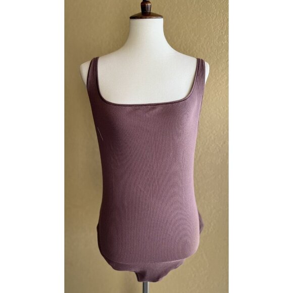 SKIMS Women’s Cotton Ribbed Sleeveless Bodysuit Garnet Red Size 2X Thong Scoop - Picture 7 of 9